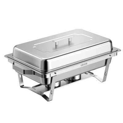Chafing Dishes for Buffet Set, 9QT Stainless Steel Chafer, for Banquet Party Wedding, Rectangle Buffet Server Warmer, 2 Full & 2 Half & 3 Third-Size Pans, Fuel Holder, Tong, Glass Pad