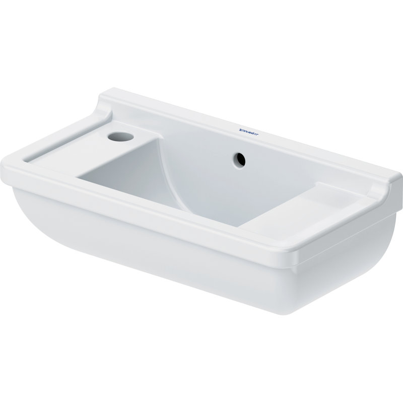Duravit Starck 3 Ceramic 20" Wall Mount Bathroom Sink with Overflow, Left