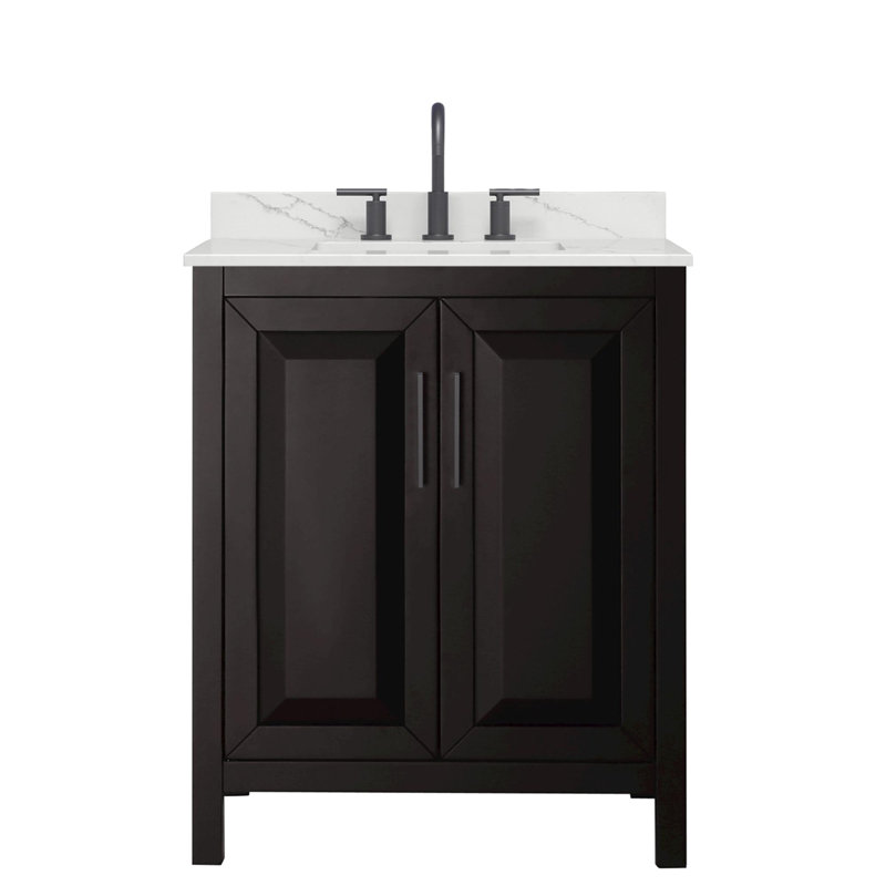 Daria 30'' W Vanity, White Quartz, Brown, Matte Black