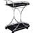 2 Black And Glass Shelf Bar Cart For Contemporary Dining Room, Featuring Storage 26.5 Inches Wide Metal With Offering Smooth Movement Additional Display, 34.56 Tall