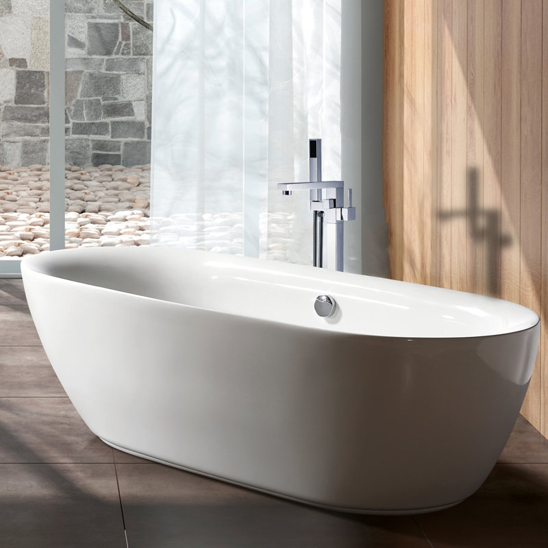 Robinet de baignoire autoportant avec douche à main - construction solide, rehausse l'ambiance de la salle de bain en métal, débit d'eau de 3,9 gal / min