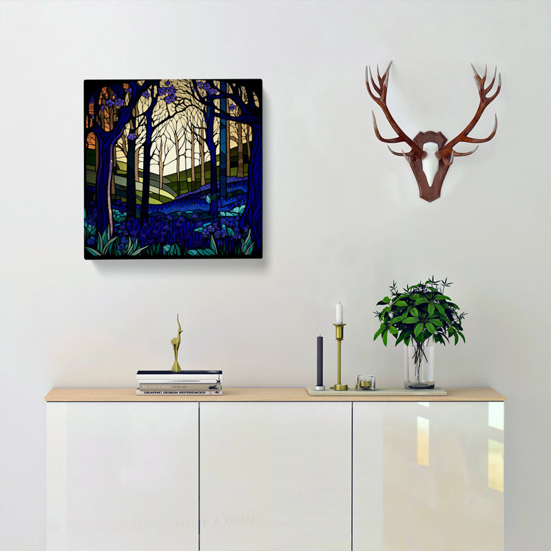 Bluebell Field Stained Glass Effect - Wrapped Canvas, 35cm H x 35cm W x 3cm D