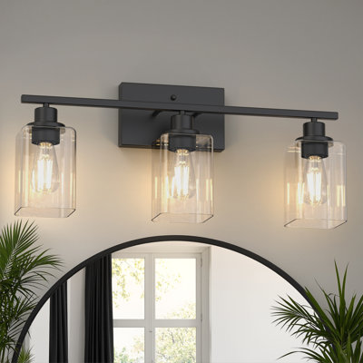 3 - Light Modern Vanity Light For Bathroom, Square Glass Shade