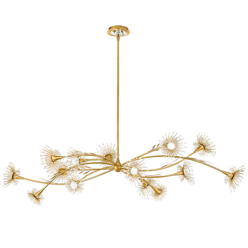 Coquette 14 Light Crystal LED Linear Pendant, Heirloom Gold