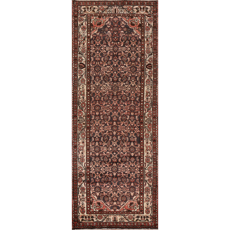 Tapis de couloir géométrique persan à motif géométrique noué à la main 4 x 10