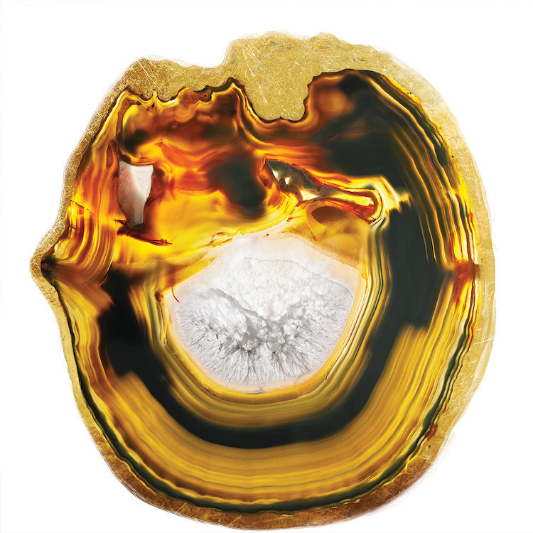 Smelted Amber, impression sur toile tendue, H 18 po x l 18 po x P 1,5 po, Toile encadrée noire, Pas de tapis