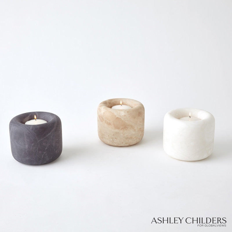 Alabaster Ring Bowl-Grey-Tall, Grey