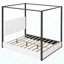 Grand lit plateforme à baldaquin avec tête de lit et structure en métal, blanc-825982473-825982466-825982513