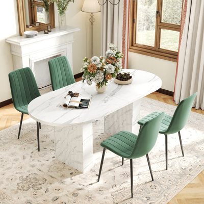 Ensemble de table de salle à manger ovale avec 4 à 6 chaises assorties pour la salle à manger