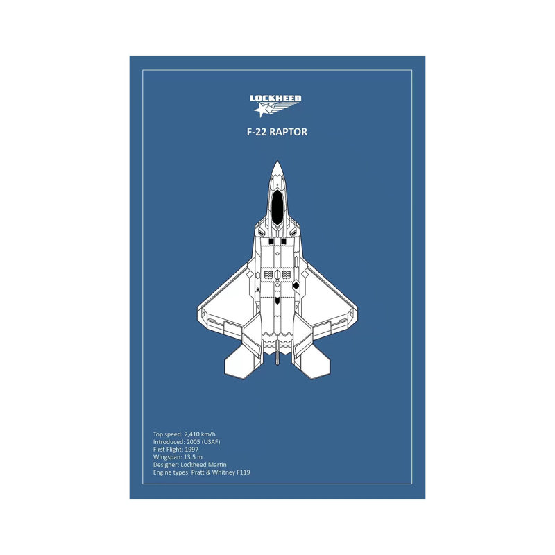 BP Lockheed F22 Raptor by Mark Rogan - Print on Canvas, Wrapped Canvas, 101.6 cm H x 66.04 cm W x 1.91 cm D