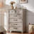 Farmhouse 6 Drawer Dresser for Bedroom, 45 Inch Tall Vintage Wood Chest of Drawers, Mid-Century Dressers w/Square Wooden Legs, Rustic Storage Organizer for Living Room, Hallway (Grey)-1483232683