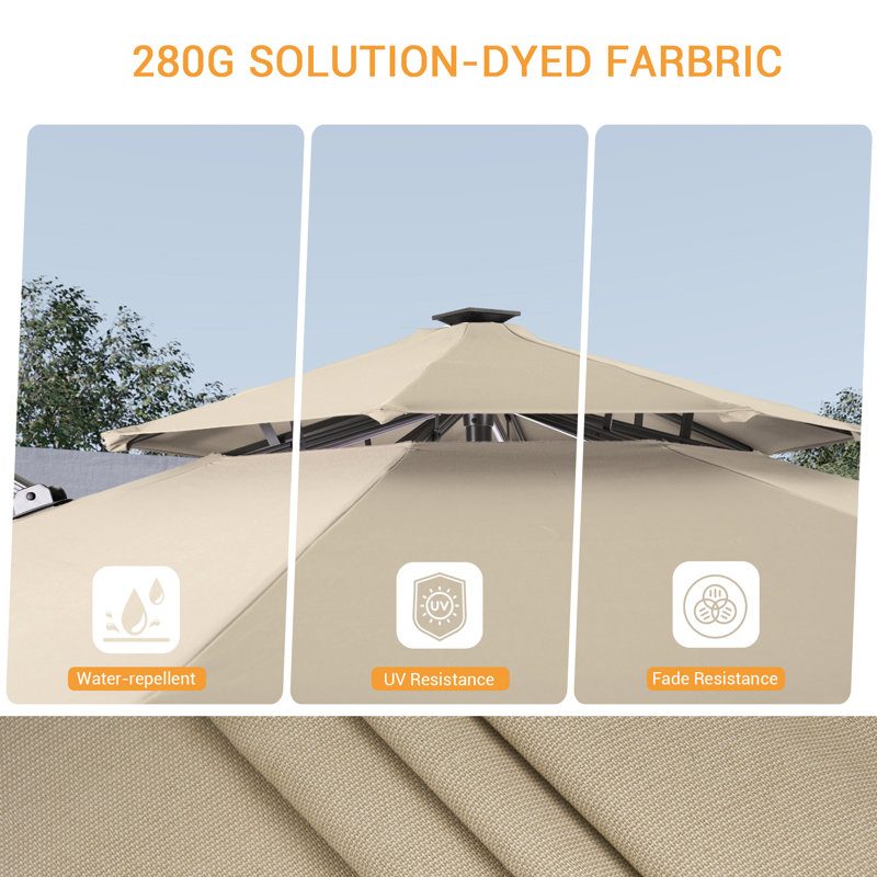 Parasol de patio en porte-à-faux à DEL 11 pi - élégant et durable, Sable