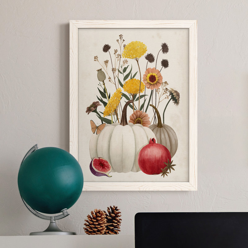 Fall Botanicals II, toile encadrée de qualité supérieure - prête à être accrochée, H 17 po x l 20 po x P 1 po, Cadre blanc