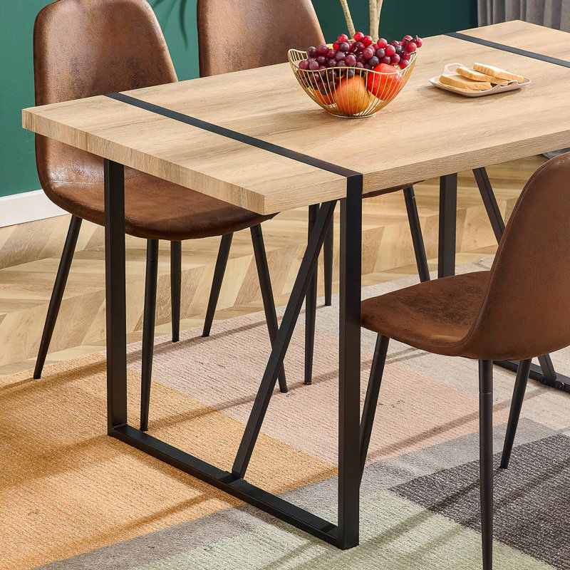 Table de salle à manger en bois rustique industrielle pour 4 à 6 personnes