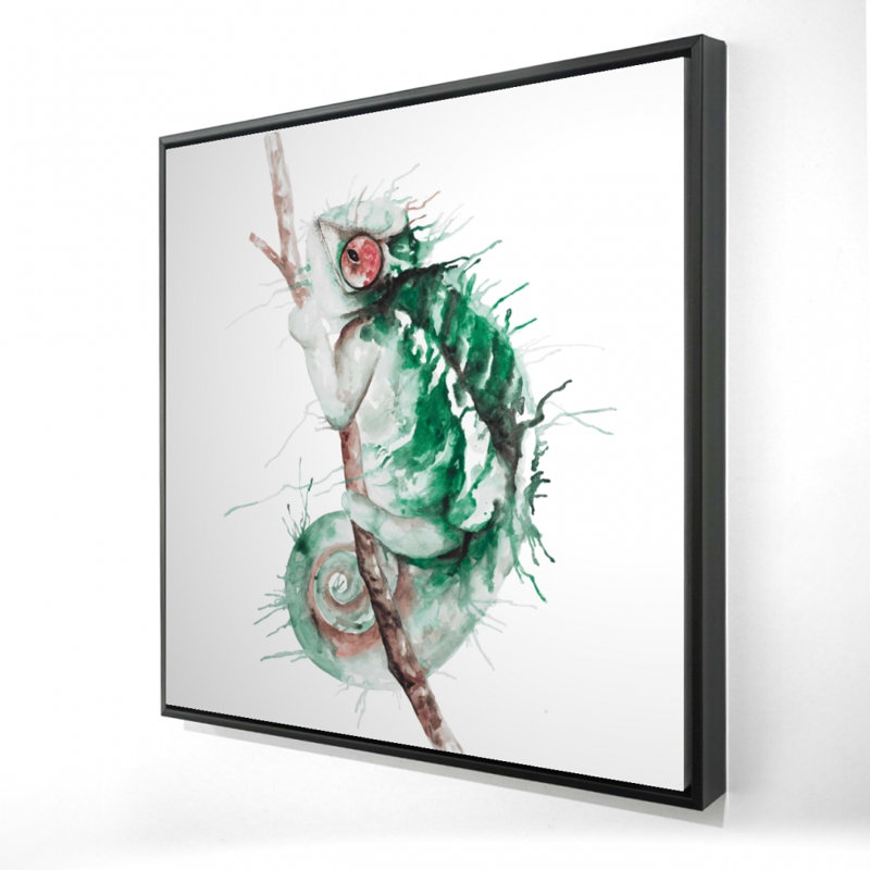 «Watercolor Chameleon» sur toile, Vert