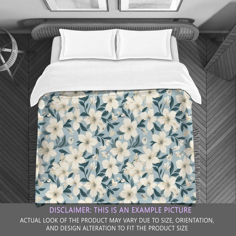 Classic Floral Blue Microfiber Comforter, King Comforter