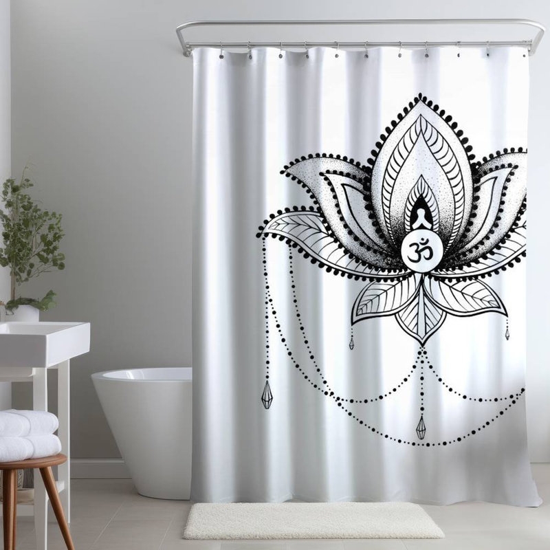 Floral – Polyester Shower Curtain, Dye Sublimation Print, 71" W × 74" L
