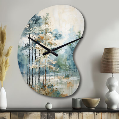 Pine Tree Enchanted Forest II - Unique Shape Pine Metal Wall Clock, Green Wall Clock Print