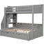 Lit superposé avec escalier de rangement, lit gigogne, tablettes de rangement, DEL et USB
