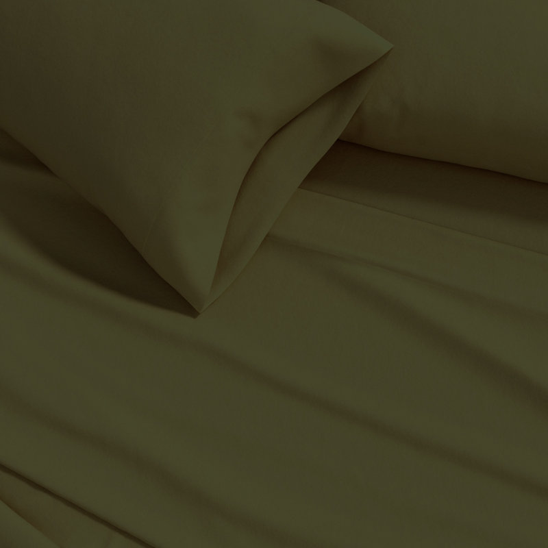 Ensemble de draps 100% flanelle de coton turc, Twin, Olive