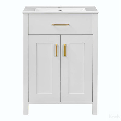 Meuble-lavabo simple 24,2 po avec comptoir en céramique Sibylle