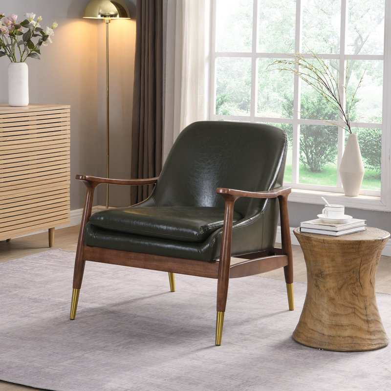 Chaise d'appoint en similicuir avec assise rembourrée, Vert