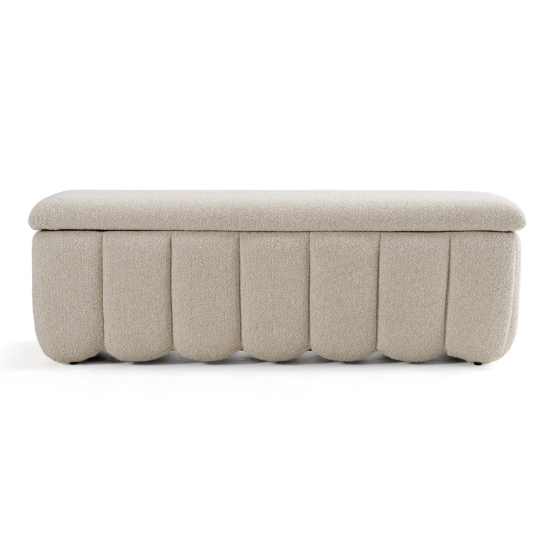 Claverton - Banc en tissu moderne avec rangement, Blanc cassé / blanc