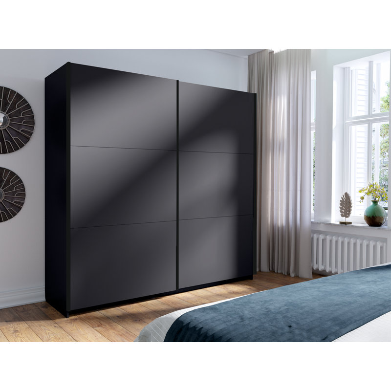 Rikkea 2 Door Laminate Wardrobe, White, 207cm H x 201cm W x 62cm D