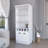 Modern White Bar Storage Cabinet With Stylish Look - 3 Shelves, 5 Bottle , Glassware Display Ample Space Rack Included
