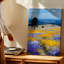Reproduction d'art sur toile Wildflower Meadow Landscape, champ, arbre, chemin, ciel bleu-129568302