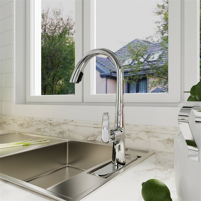 Dual Sensors Touchless Pull-Down Kitchen Faucet Fingerprint Resistant, Standard Braided Hoses, Chrome