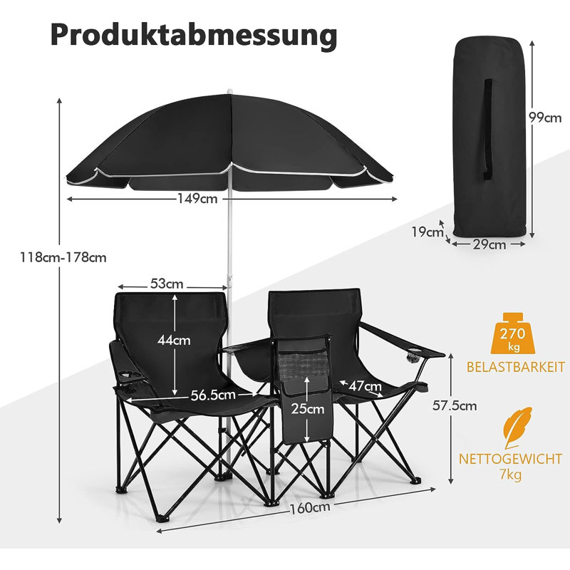 Besharat Folding Camping Chair, Black