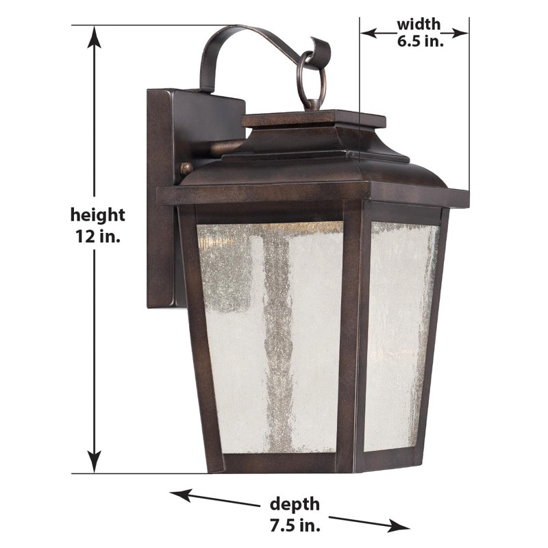 Lanterne murale d'extérieur 1 lumière DEL Mayhugh Chelesa Bronze, H 12 po x l 6,5 po x P 7,5 po