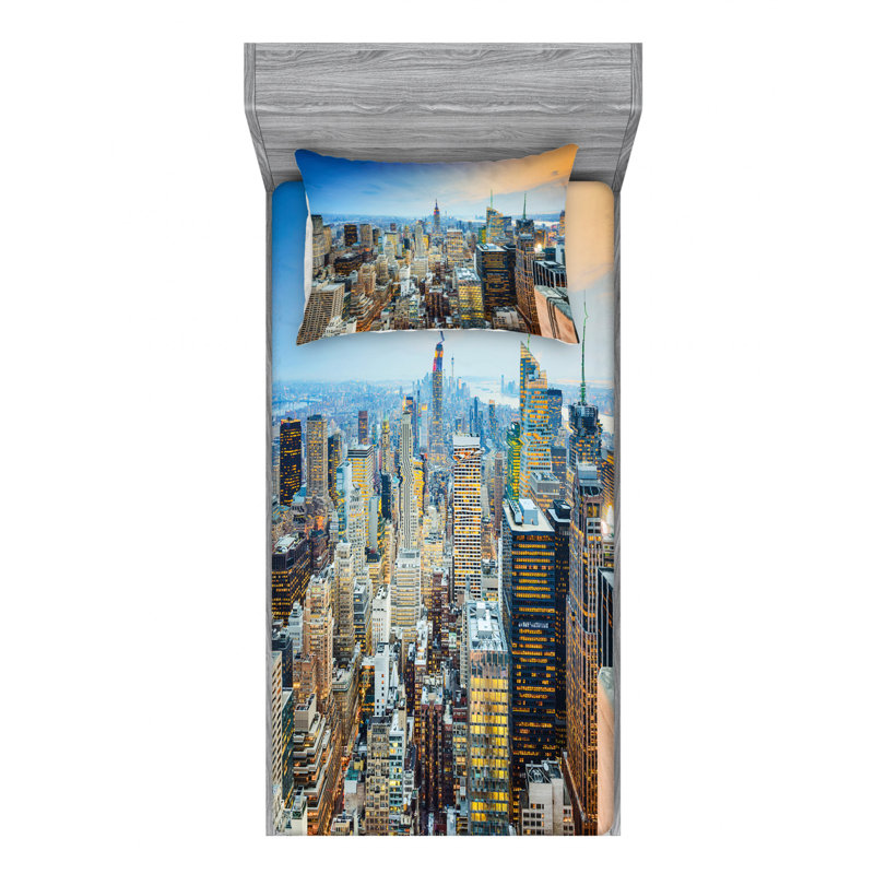 Ensemble de draps New York City, Ensemble de draps pour lit simple avec drap-housse