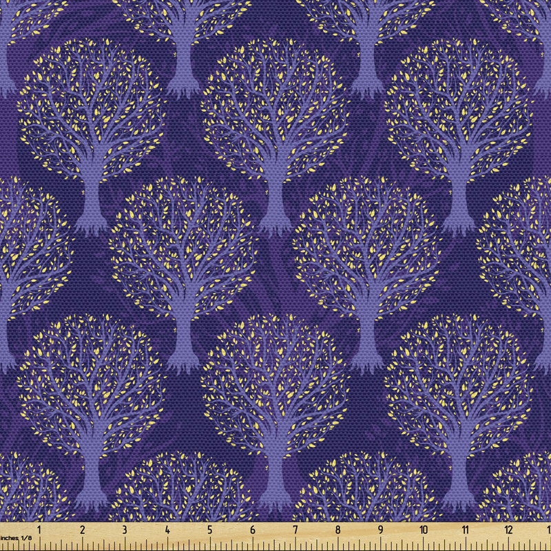 Okanogan Mystic Forest at Night Yellow Leaves Fabric