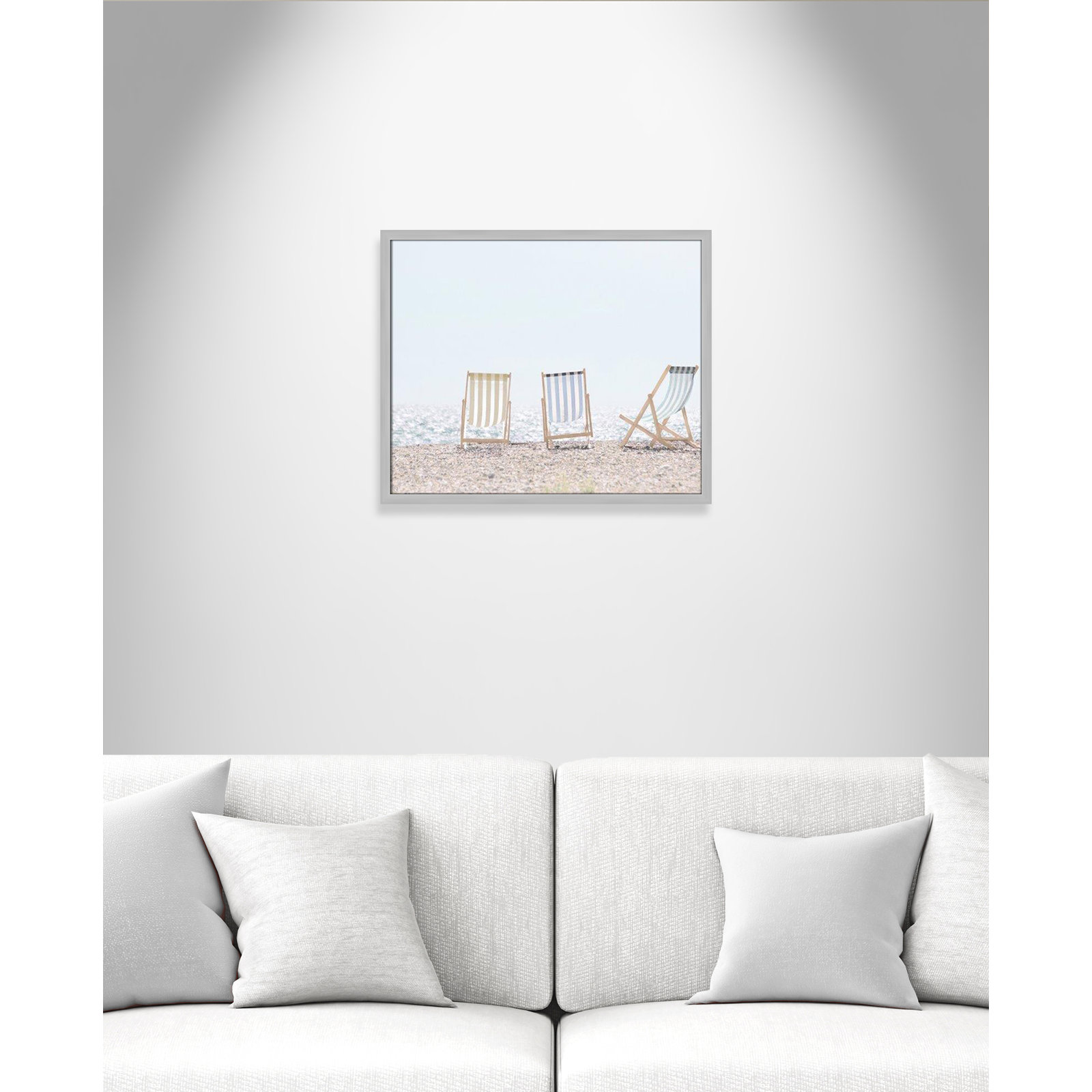 Adriatica "Beach Chairs" Print by Leah Straatsma, Matte Silver, 21.5" H x 25.5" W x 1.25" D