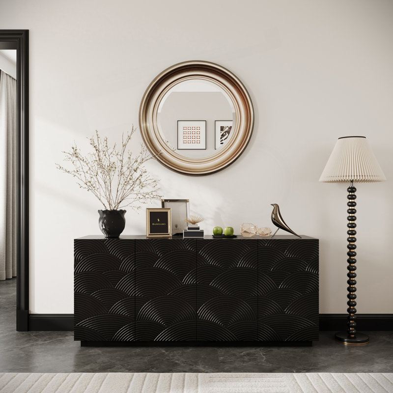 Buffet buffet, armoire de rangement à 4 portes, buffet de plancher luxueux