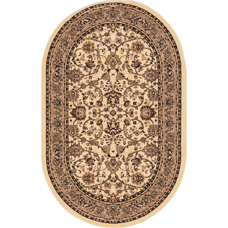 Tapis bourgogne Bhatari, Ivory, Oval 7'10" x 10'