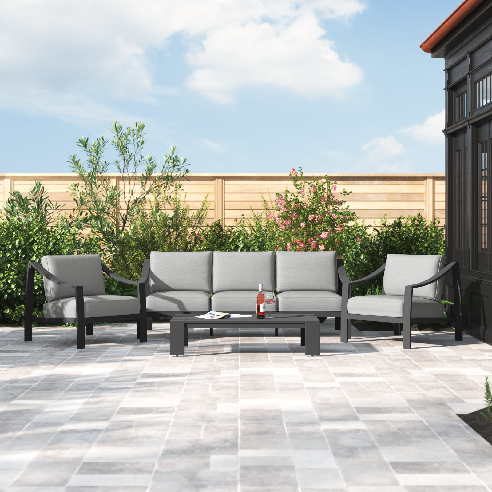 Harma 5 - Person Patio Conversation Set, Black