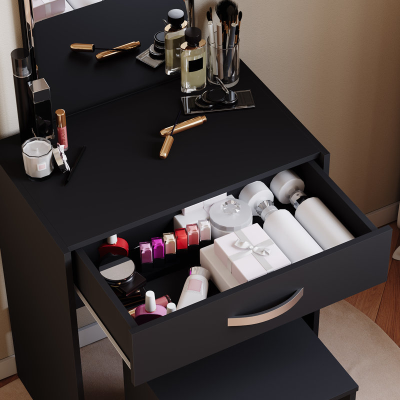 Muskoka Dressing Table with Mirror, Black