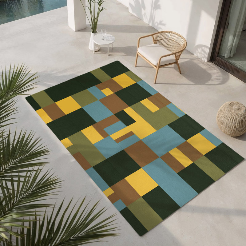 Cubic Earth Indoor And Outdoor Area Rug, Rectangle 4' x 6'