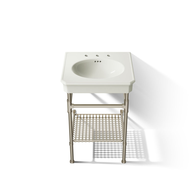 Lavabo de salle de bain à console rectangulaire 24 "Claude by Studio McGee, Nickel poli vibrant, Robinet espacé