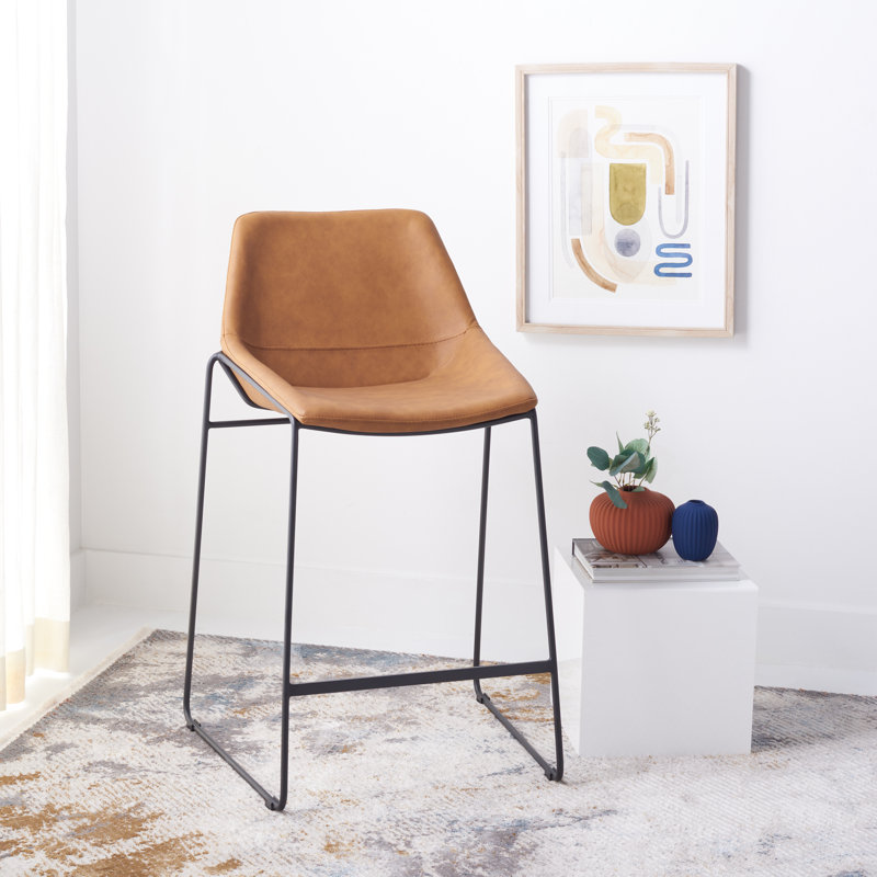 Tabouret de comptoir 27 po Chaliah, Brun, Noir