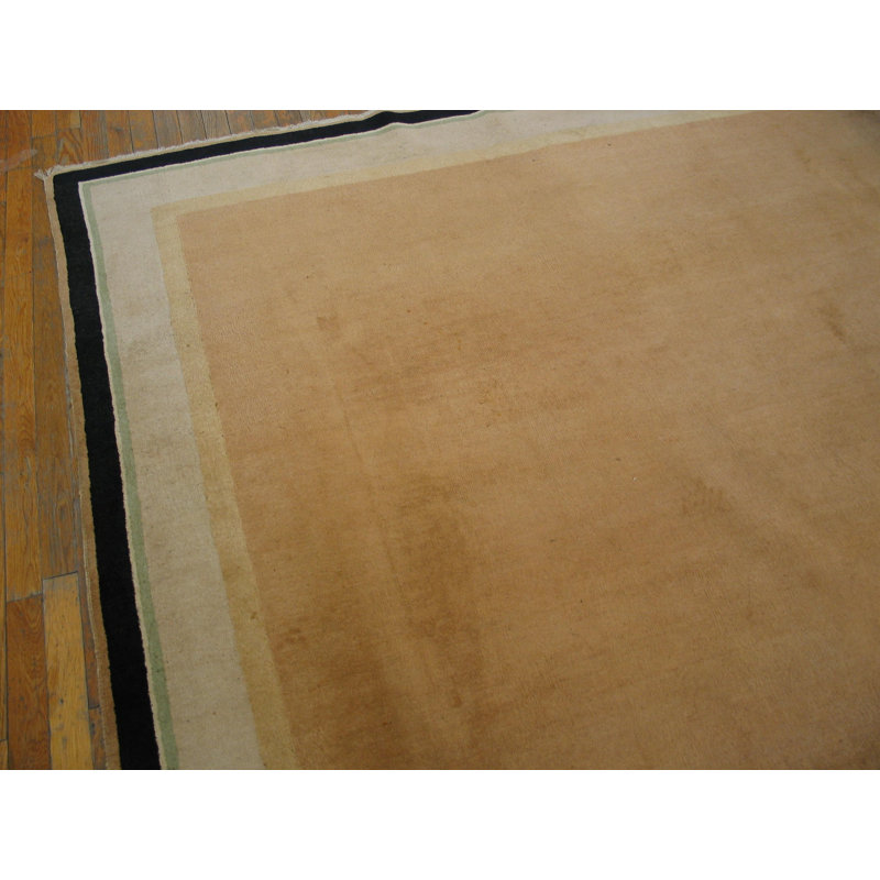 Antique Chinese Art Deco Floral Medallion Hand Knotted Pile Rug