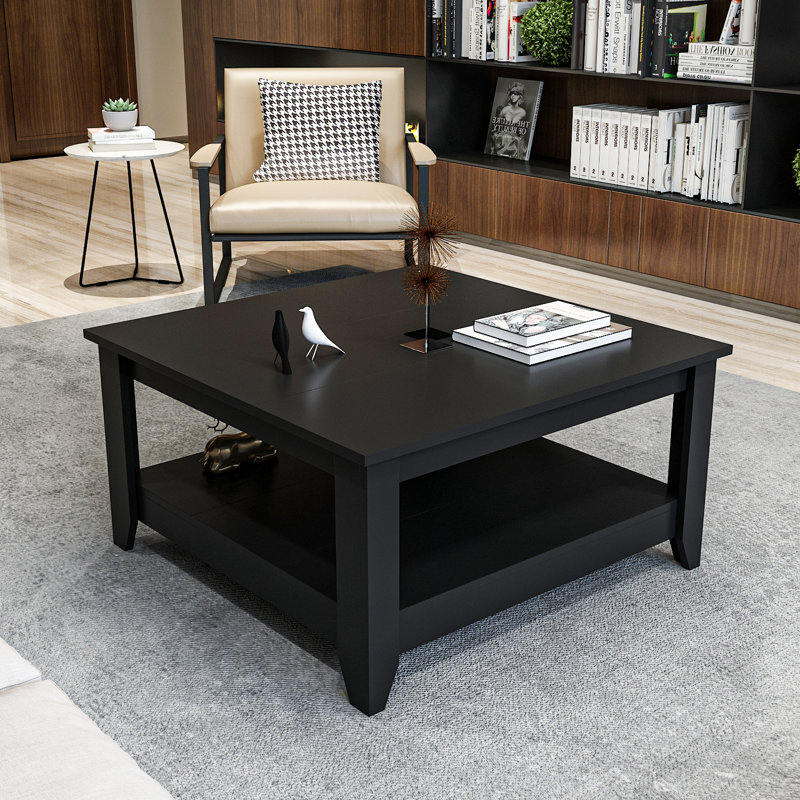 Lea 90 Cm Square Coffee Table, Black