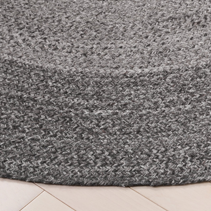 Braided Hand Woven Recycled P.E.T Solid Color Rug, Round 5'