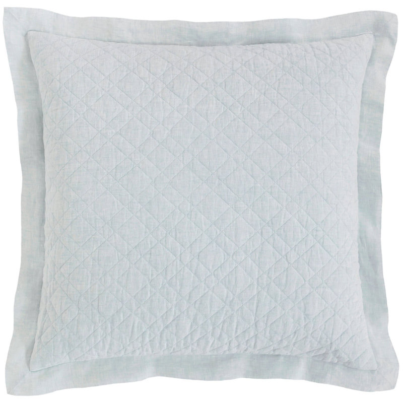Washed Linen Quilted Sham, Euro, Sky
