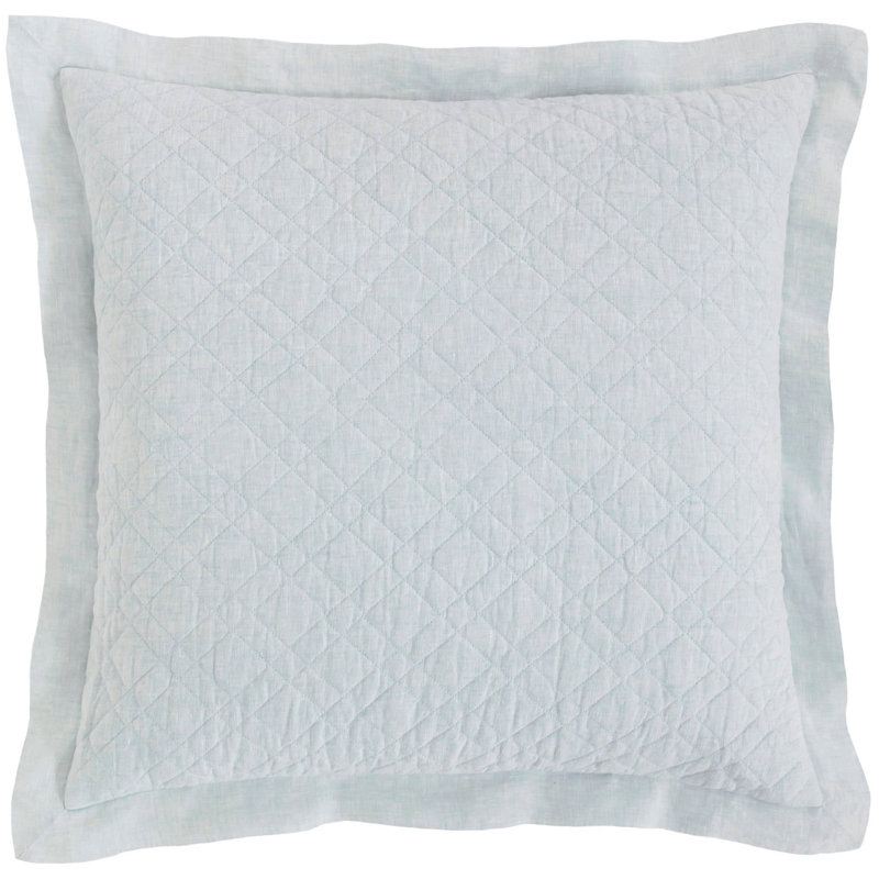 Washed Linen Quilted Sham, Standard, Sky