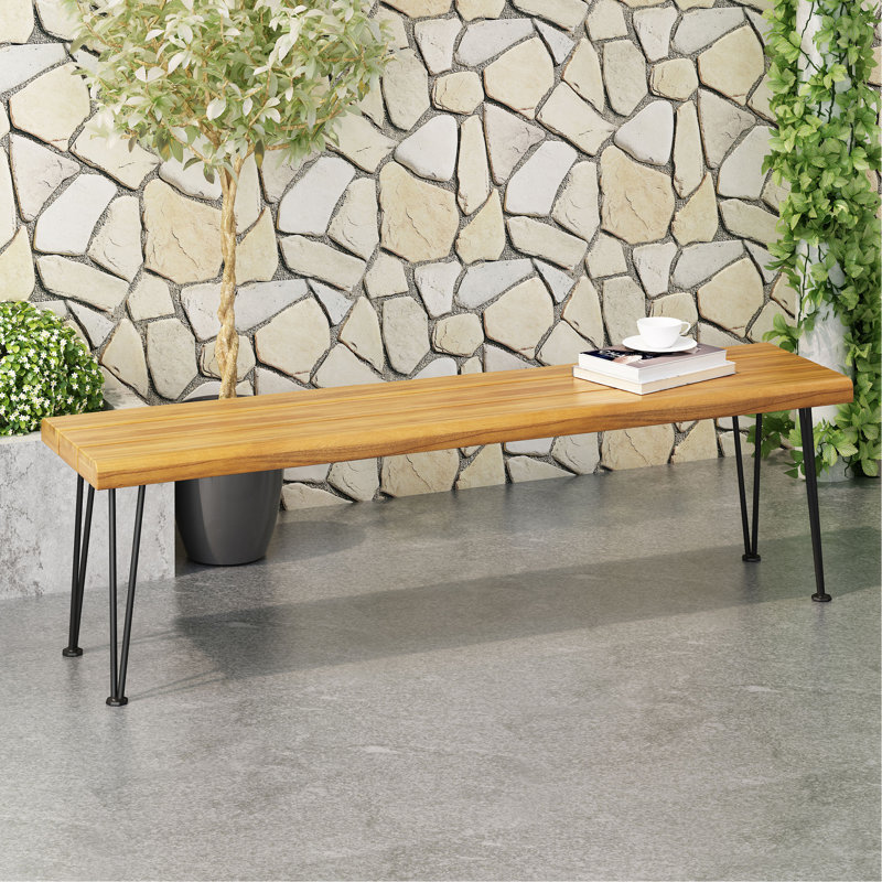 BANC INDUSTRIEL EN BOIS ET MÉTAL RECTANGULAIRE