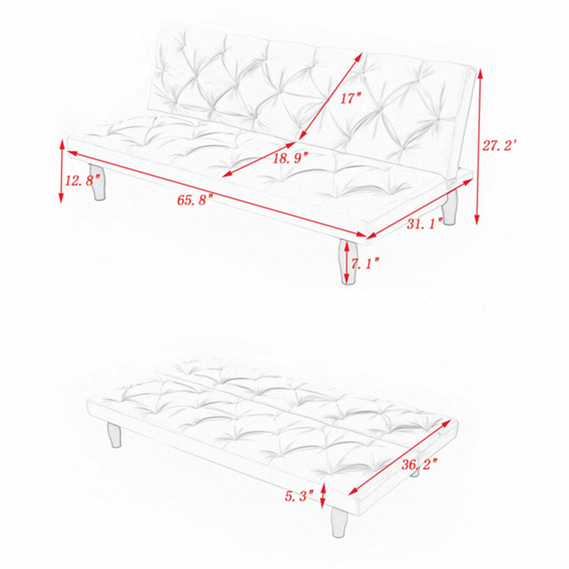Sofa-to-Bed 66" Velvet Sofa Bed Transforms Seamlessly Convertible Futon Sleeper Oversized Chair Foldable Couch